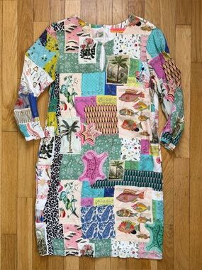 Vilagallo Multicolor Patchwork Print Dress Top